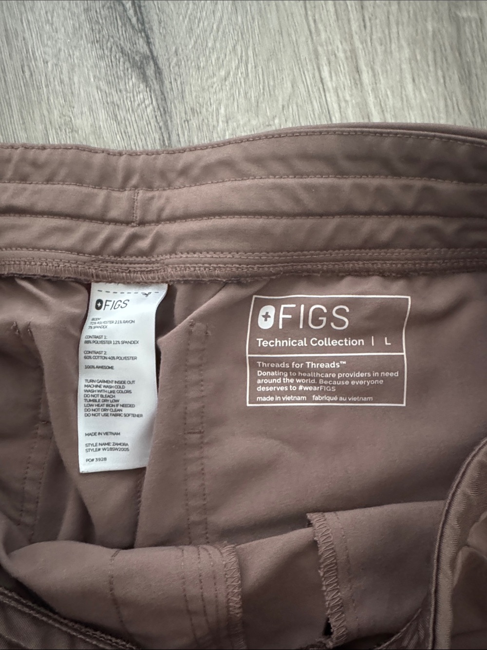Figs women’s Brown Jogger Pants with Pink Trim - Picture 2 of 4